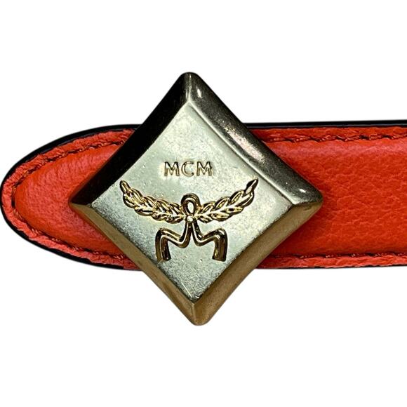 MCM Orange Reversible Diamond Belt main image 6